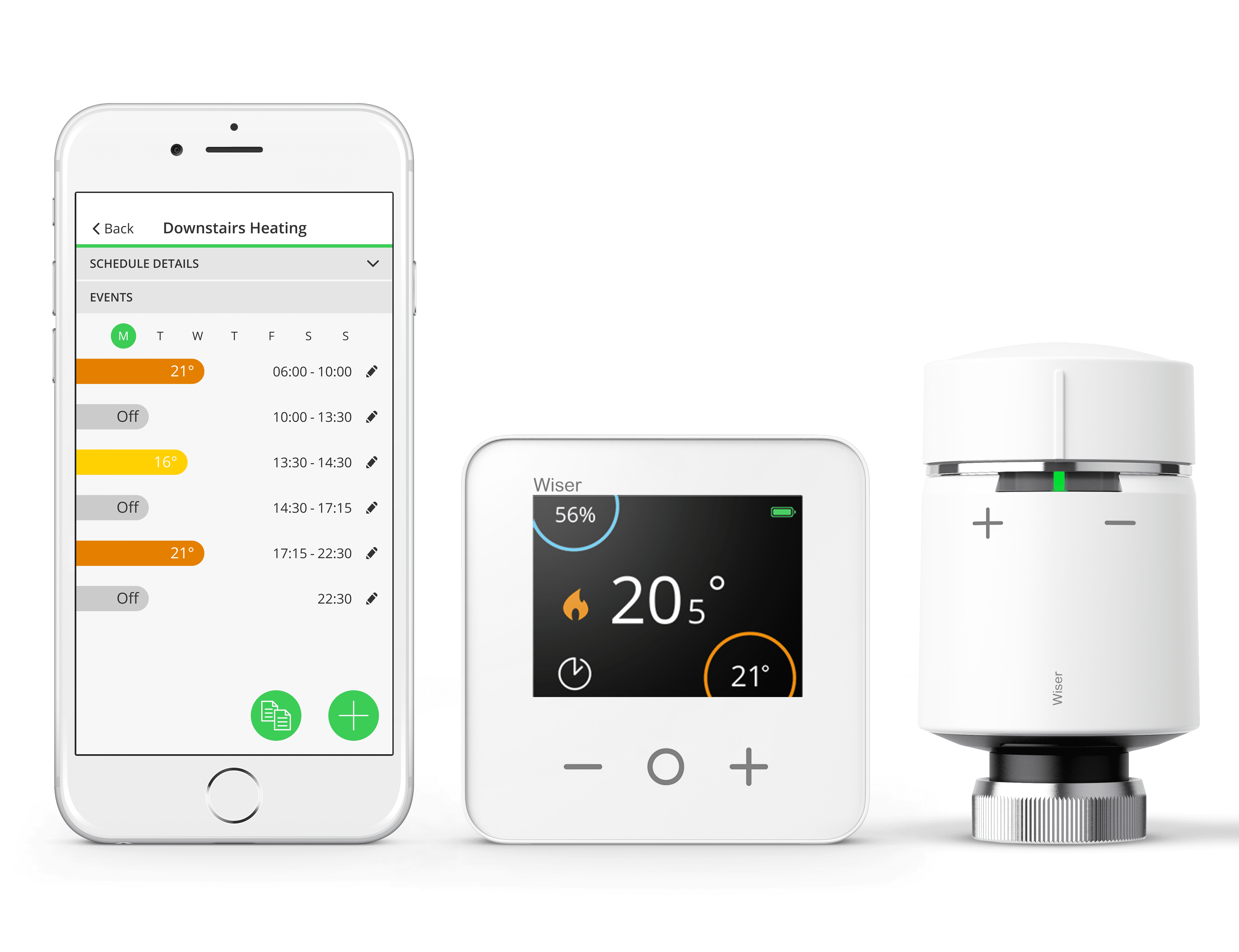 Wiser provides total heating control with the app, thermostat and multi-room control