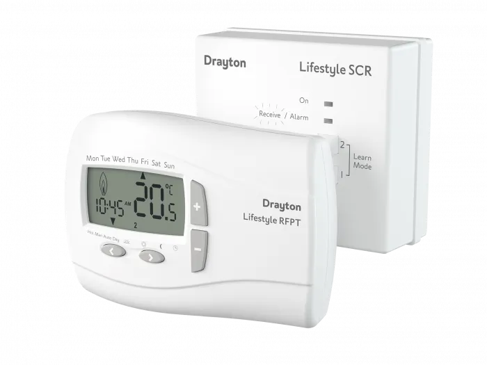 Digistat Lifestyle RFPT and Lifestyle SCR Angled - Wireless 3 channel programmable thermostat by Drayton