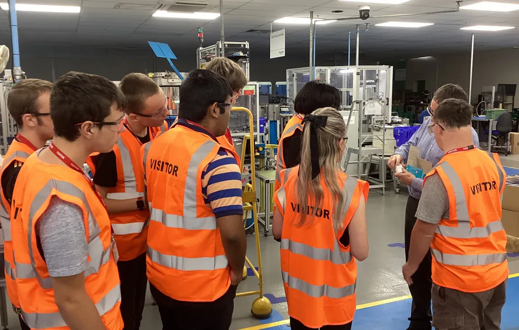 Students take part in a factory tour of Drayton Controls in Plymouth as part of its STEM outreach program